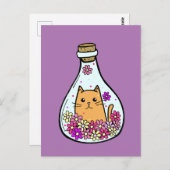 Magic Bottle Cat Post Kaart (Voorkant / Achterkant)
