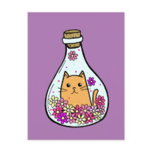 Magic Bottle Cat Post Kaart