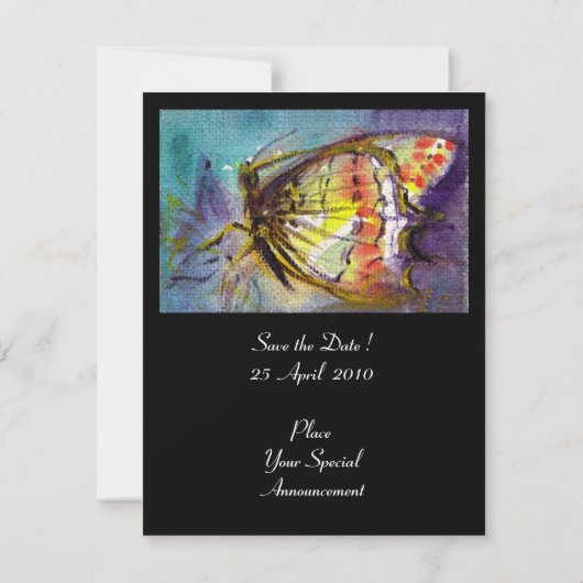 MAGIC BUTTERFLES zwart blauw Kaart (Achterkant)