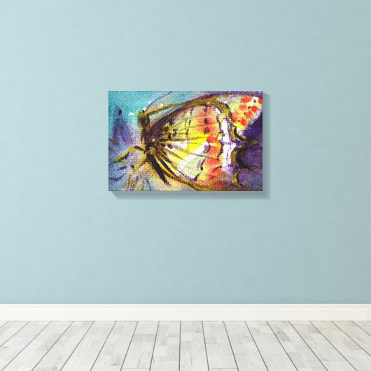 MAGIC BUTTERFLES zwart-wit Canvas Afdruk (Insitu (Houten vloer))