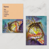 MAGIC BUTTERFLY Geel, Roze, Linnenpapier Visitekaartje (Voorkant / Achterkant)