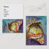 MAGIC BUTTERFLY Geel, wit parelpapier Visitekaartje (Voorkant / Achterkant)