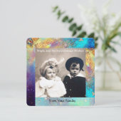 MAGIC BUTTERFLY PLANT GOLD BLUE SPARKLES Kerstmis Feestdagenkaart (Staand voorkant)