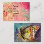 MAGIC BUTTERFLY roze, fuchsia yellow gousparkles Visitekaartje (Voorkant / Achterkant)