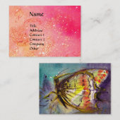MAGIC BUTTERFLY roze, fuchsia yellow gousparkles Visitekaartje (Voorkant / Achterkant)