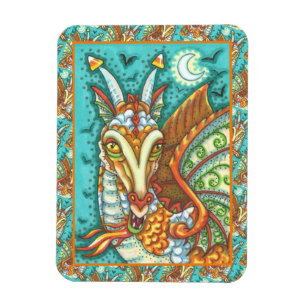 MAGIC CANDY CORN DRAGON, HALLOWEEN FANTASY BEAST MAGNEET