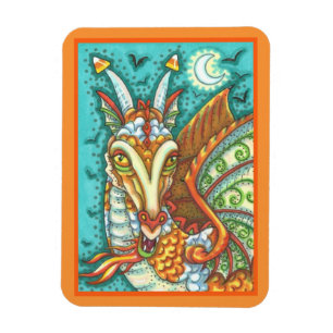 MAGIC CANDY CORN DRAGON, HALLOWEEN FANTASY BEAST MAGNEET