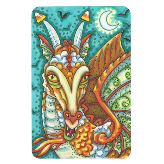 MAGIC CANDY CORN DRAGON, HALLOWEEN FANTASY BEAST MAGNEET (Verticaal)