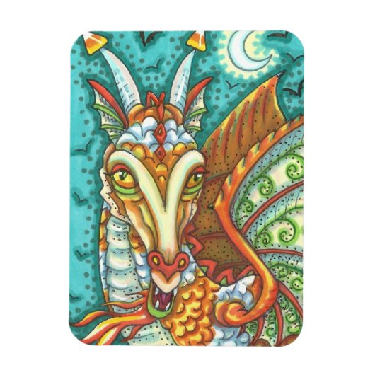 MAGIC CANDY CORN DRAGON, HALLOWEEN FANTASY BEAST MAGNEET (Verticaal)