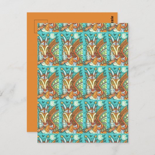 MAGIC CANDY CORN DRAGON, HALLOWEEN FANTASY BRIEFKAART (Voorkant / Achterkant)