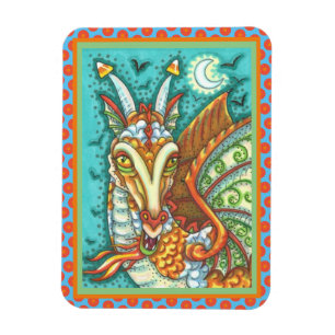 MAGIC CANDY CORN DRAGON, HALLOWEEN FANTASY MAGNEET