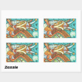 MAGIC CANDY CORN DRAGON, HALLOWEEN FANTASY RECHTHOEKIGE STICKER (Vel)