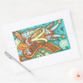 MAGIC CANDY CORN DRAGON, HALLOWEEN FANTASY RECHTHOEKIGE STICKER (Envelop)