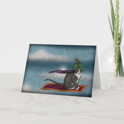 Magic Carpet Cat, wenskaart Kaart (Voorkant)