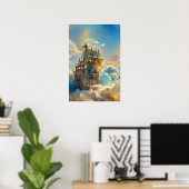 Magic Castle, Castle, sprookje in Sky, Wonderland Poster (Thuiskantoor)