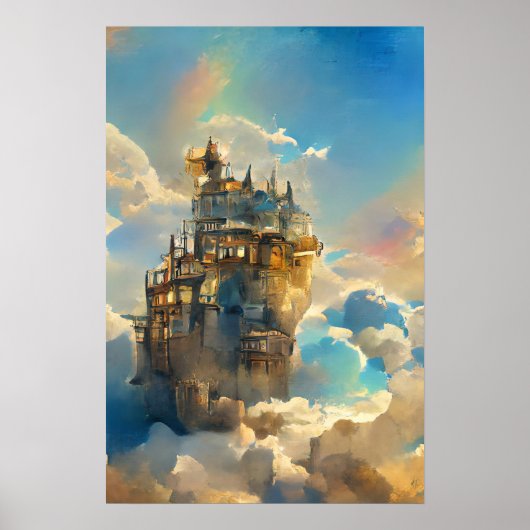 Magic Castle, Castle, sprookje in Sky, Wonderland Poster (Voorkant)