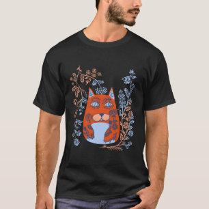 Magic Cat Floral Oekraïens Vyshyvanka Stijl T-shirt