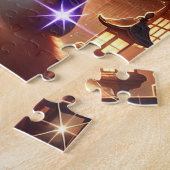Magic Cat & Japanese Castle | Fantasy Puzzle Legpuzzel (Zijkant)