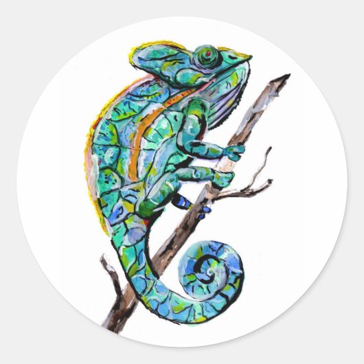 Magic Chameleon Ronde Sticker (Voorkant)