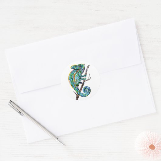 Magic Chameleon Ronde Sticker (Envelop)