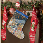 Magic Christmas Snowman & Vrienden Grote Kerstsok<br><div class="desc">Handgemaakte Winter Magic met bosdieren en vrienden Christmas Stocking. Dit grillige ontwerp zal wat magie naar buiten brengen, hang het gewoon over de open haard. Alle tekst is aanpasbaar. Het bevat verschillende personages: een klein meisje, baby, sneeuwman, vos, herten, vogels, raven, eekhoorn en muizen. De achtergrond is gebouwd op een...</div>