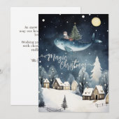 Magic Christmas: walvissen vliegen Feestdagenkaart (Voorkant / Achterkant)