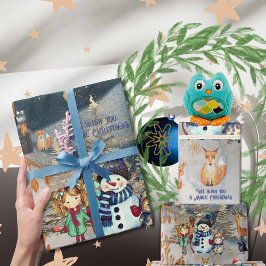Magic Christmas Woodland Dieren & Vrienden Cadeaupapier