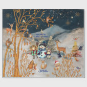 Magic Christmas Woodland Dieren & Vrienden Cadeaupapier (Vlak)