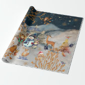 Magic Christmas Woodland Dieren & Vrienden Cadeaupapier (Uitgerold)