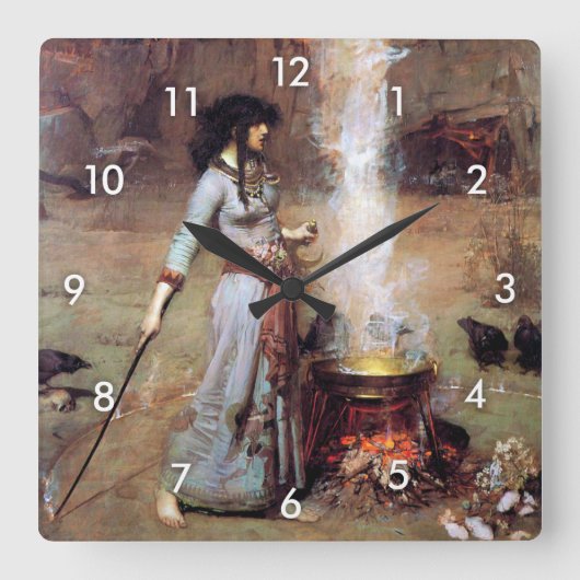 Magic Circle, John William Waterhouse Vierkante Klok (Voorkant)
