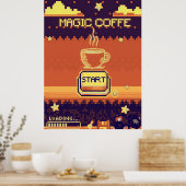 Magic Coffee – Retro Pixel Art Gamer Poster | 8-bi (Keuken)
