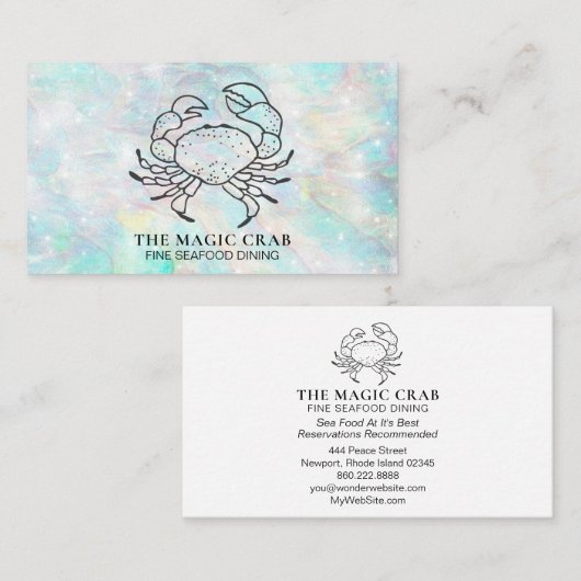 *~* Magic Crab Fine Dining by the Zee Pastel Visitekaartje (Voorkant / Achterkant)