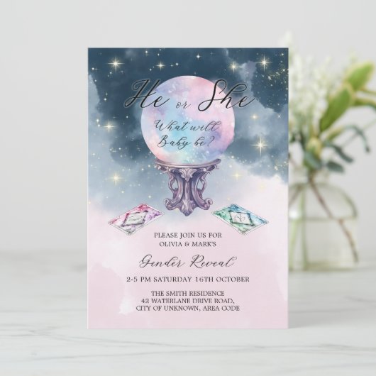 Magic Crystal Ball Spooky Psychische Geslacht Onth Kaart (Staand voorkant)