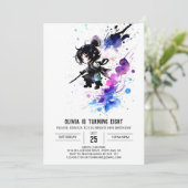 Magic Custom Ninja Digitaal Meisje Verjaardag Kaart (Staand voorkant)