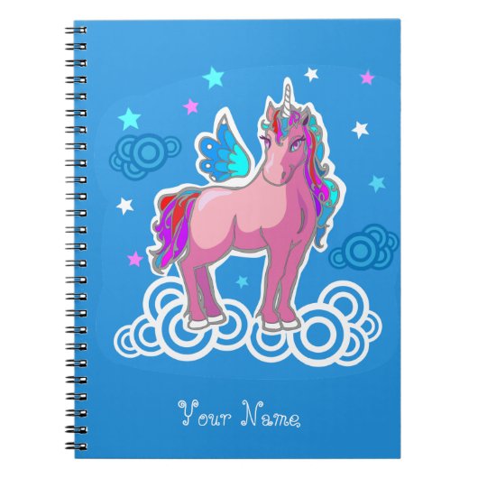 Magic Cute Pink Unicorn met vleugels Notitieboek (Voorkant)