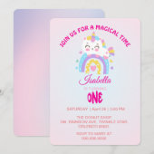 Magic Eenhoorn regenboog gradiënt 1e verjaardagsfe Kaart (Voorkant / Achterkant)