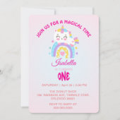 Magic Eenhoorn regenboog gradiënt 1e verjaardagsfe Kaart (Voorkant)