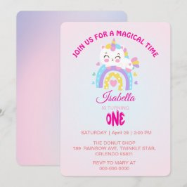 Magic Eenhoorn regenboog gradiënt 1e verjaardagsfe Kaart