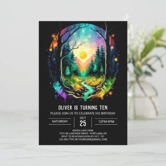 Magic Elegant Brushwood Verjaardag Kaart (Staand voorkant)