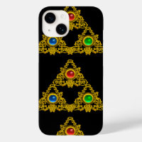 MAGIC ELFIC TALISMAN, BLACK GOLD TRIANGLE, GEMSTON