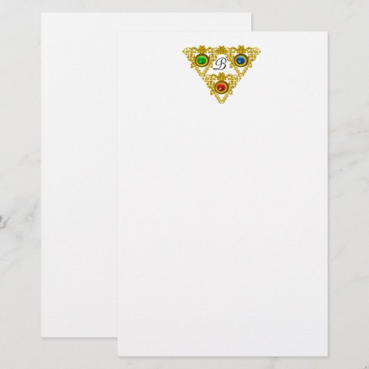 MAGIC ELFIC TALISMAN/GOLD TRIANGLE White Briefpapier (Voorkant / Achterkant)