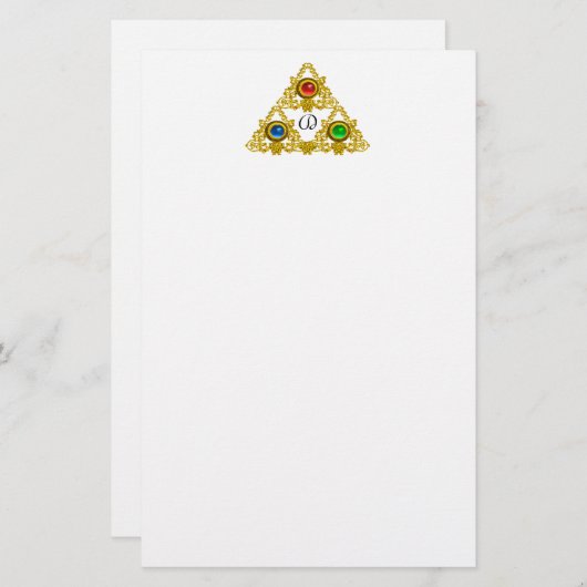 MAGIC ELFIC TALISMAN/GOLD TRIANGLE White Briefpapier (Voorkant / Achterkant)