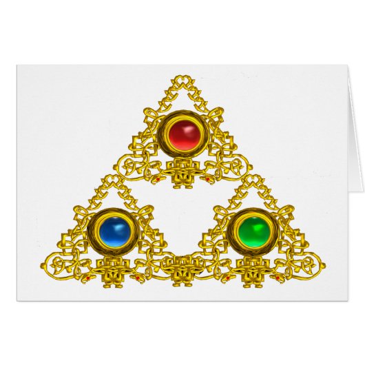 MAGIC ELFIC TALISMAN/GOLD TRIANGY MET GEMSTONES (Voorkant Horizontaal)
