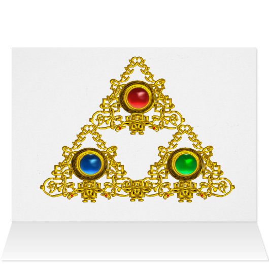 MAGIC ELFIC TALISMAN/GOLD TRIANGY MET GEMSTONES (Binnen Horizontaal (Boven))
