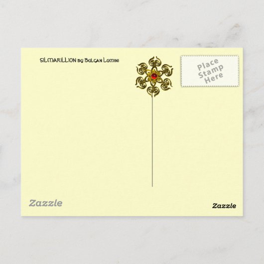 MAGIC ELFIC TALISMAN/GOLD TRIANGY MET GEMSTONES BRIEFKAART (Achterkant)