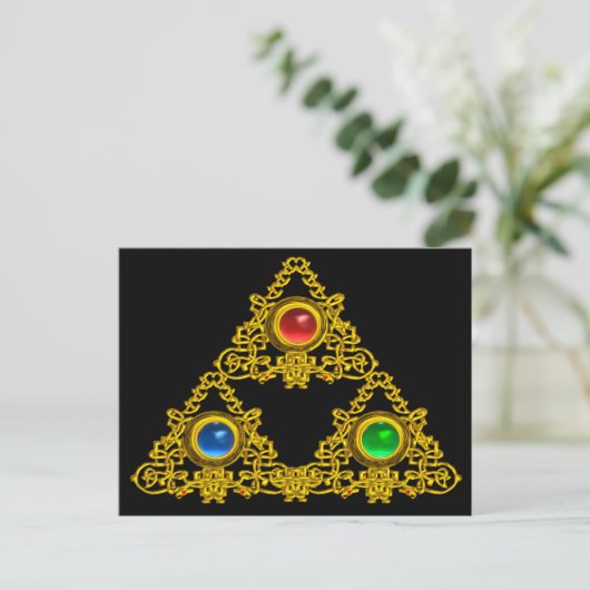 MAGIC ELFIC TALISMAN/GOLD TRIANGY MET GEMSTONES BRIEFKAART (Staand voorkant)