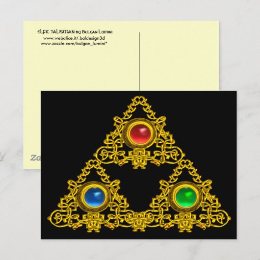 MAGIC ELFIC TALISMAN/GOLD TRIANGY MET GEMSTONES BRIEFKAART (Voorkant / Achterkant)