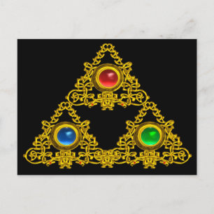 MAGIC ELFIC TALISMAN/GOLD TRIANGY MET GEMSTONES BRIEFKAART