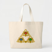 MAGIC ELFIC TALISMAN/GOLD TRIANGY MET GEMSTONES GROTE TOTE BAG (Voorkant)