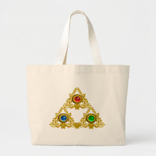 MAGIC ELFIC TALISMAN/GOLD TRIANGY MET GEMSTONES GROTE TOTE BAG